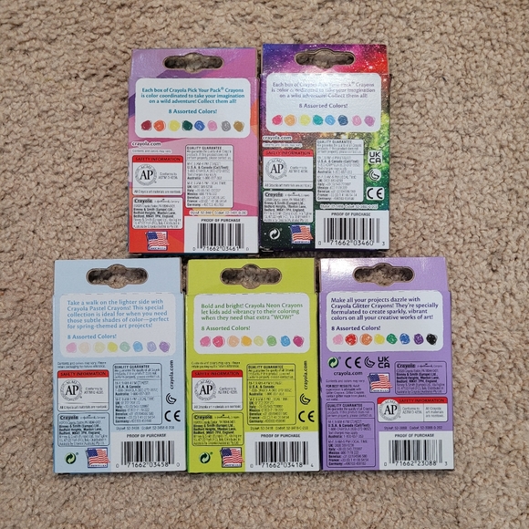 New 5 Boxes Crayola 8 Pack Crayons Neon Pastel Glitter Cosmic Uni-Crayons - Picture 4 of 6